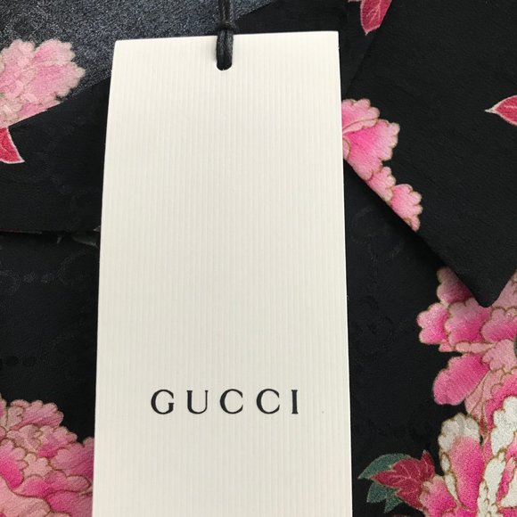 GUCCI Black Silk Peony Print Bowling Shirt - Picture 5 of 9